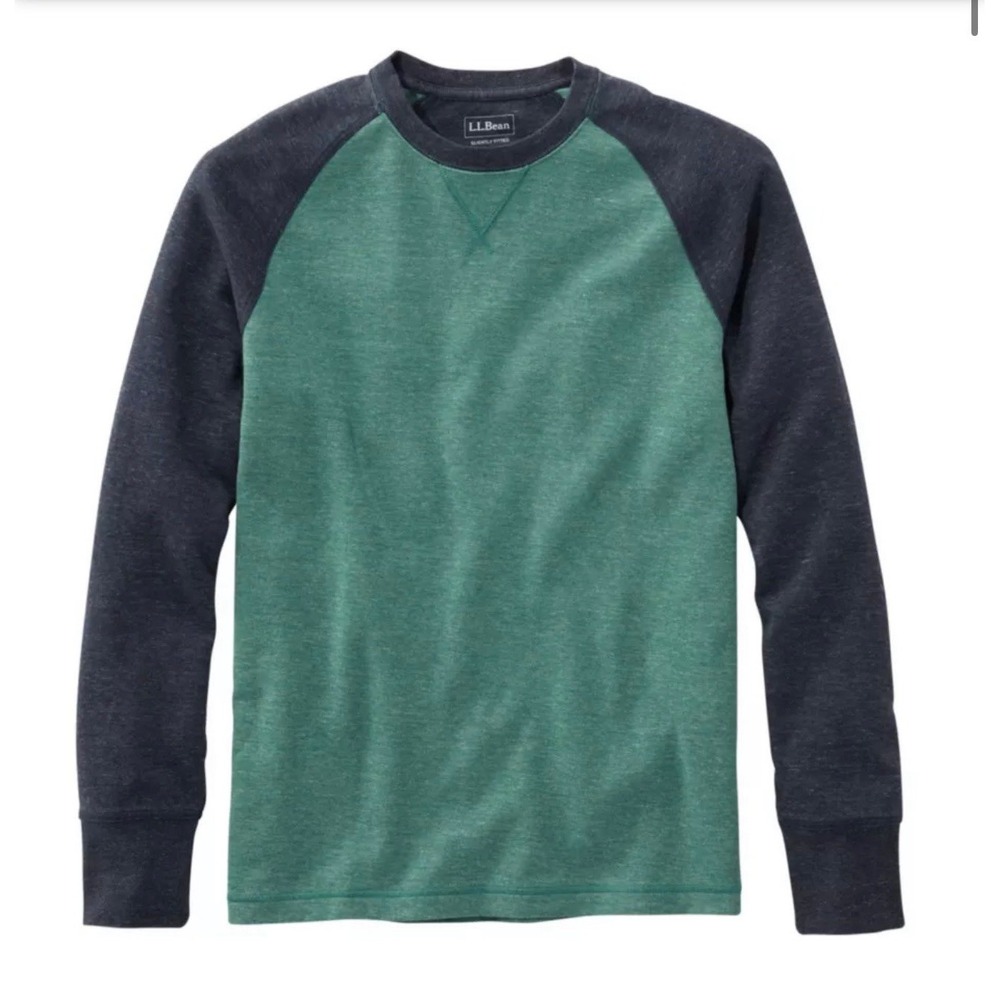 L.L.Bean Men's Slightly Fitted Cotton Knit Crewneck Raglan Sweater S